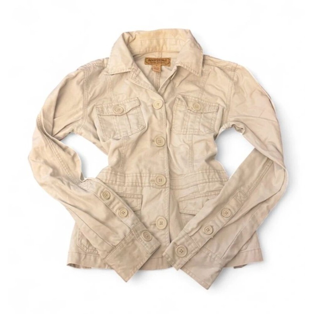 Vintage Y2K Aeropostale White Utility Cargo Jacket
